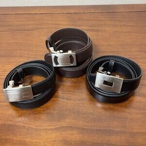 Set of 3 - NWOT - Men’s Leather Belts - Size 42 - Black, Black Embossed, Brown